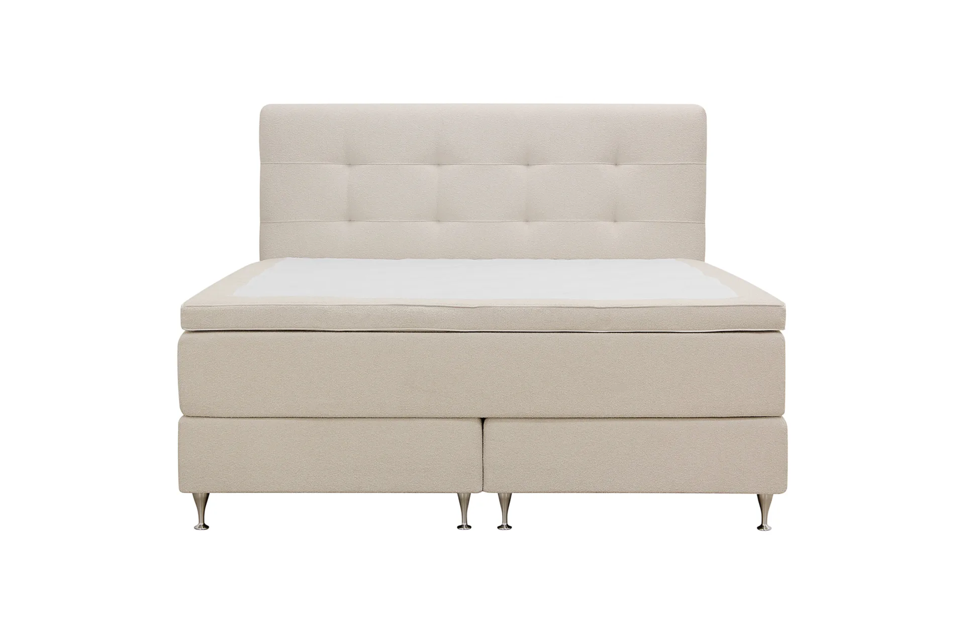 HVILA Premium 160x200 cm, jenkkisänky sängynpäädyllä - Vaaleanbeige buklee