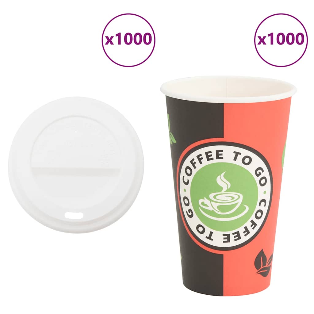 vidaXL Paperiset kahvikupit kansilla 16oz 400ml