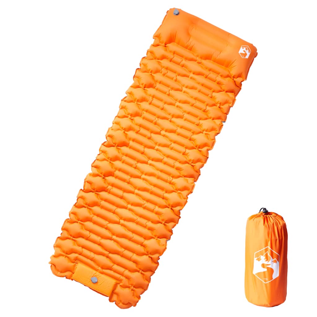 vidaXL Itsetäyttyvä retkeilypatja tyynyllä oranssi